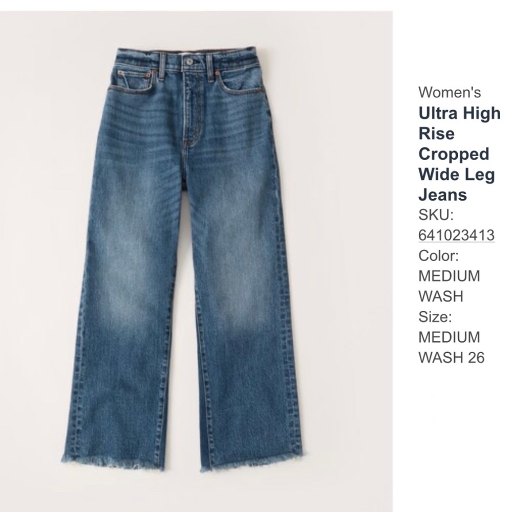 A&F Womens Ultra High Rise Cropped Wide Leg Jean - 26R